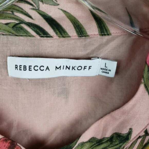 Rebecca Minkoff Ollie Dress Peach Botanical Tropical Print size L Floral Boho - Picture 6 of 16
